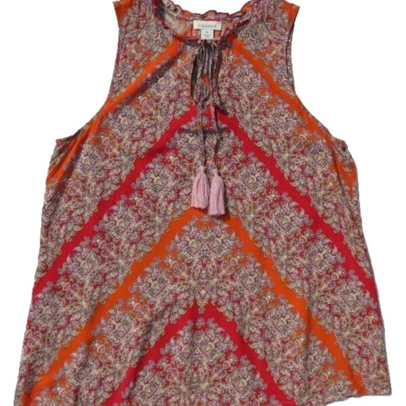 Sundance Red and Orange Sleeveless Blouse - Picture 1 of 4